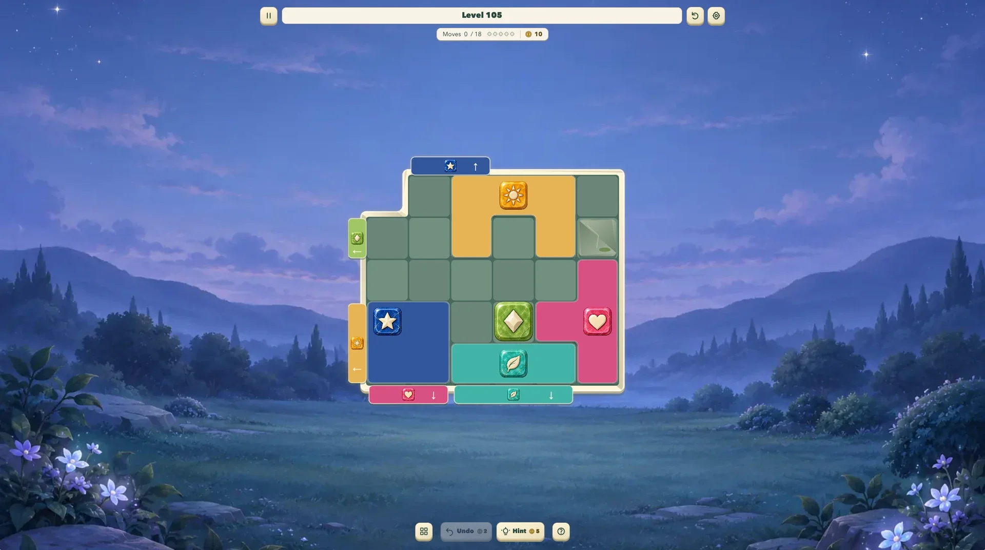 Level 105 — solve a more complex shape arrangement.