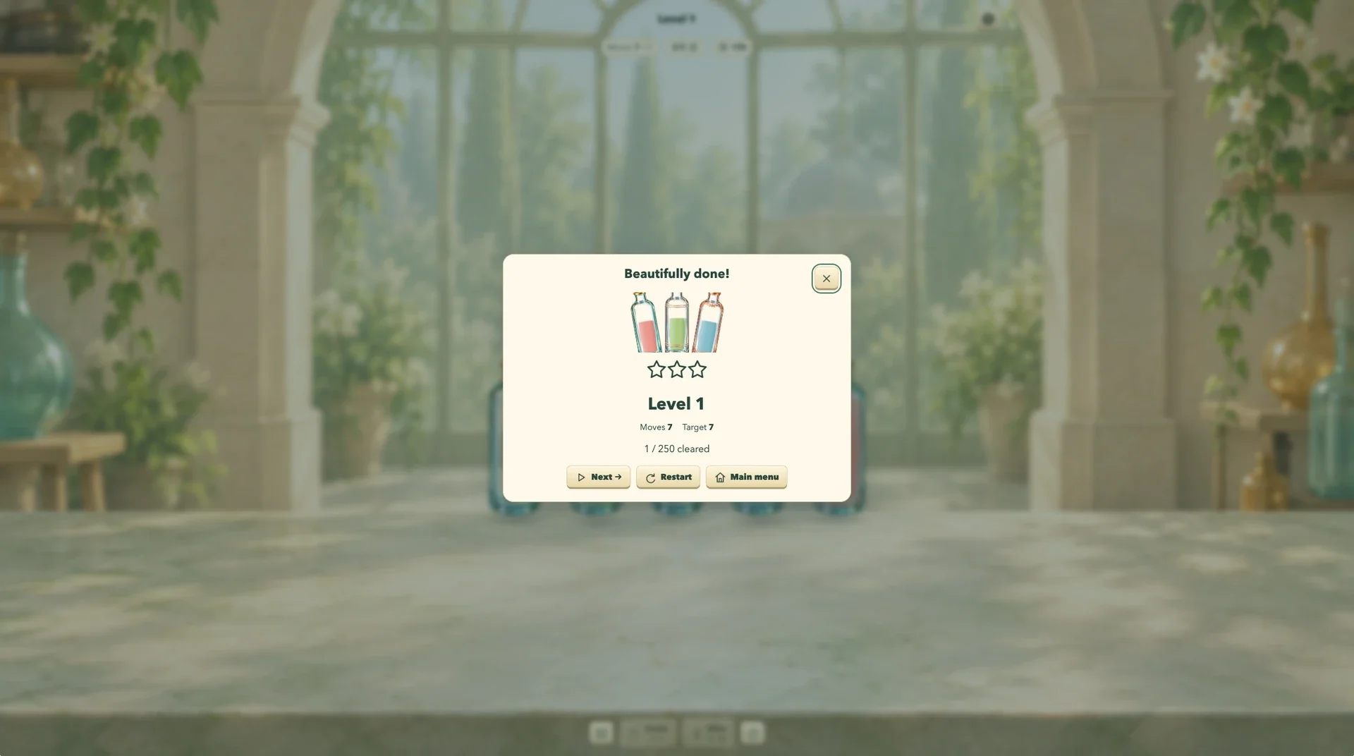 Level complete — results and rewards after solving the puzzle.