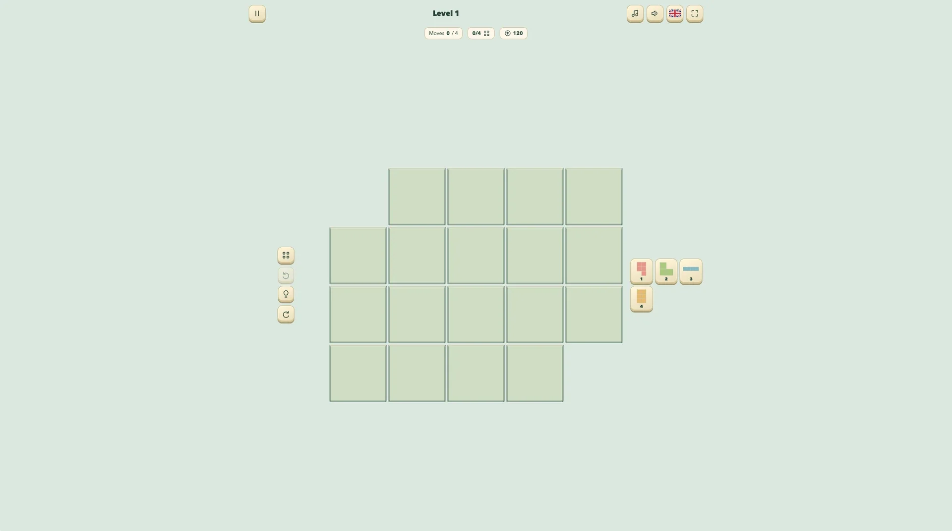 Level 1 — arrange the first mosaic pieces.