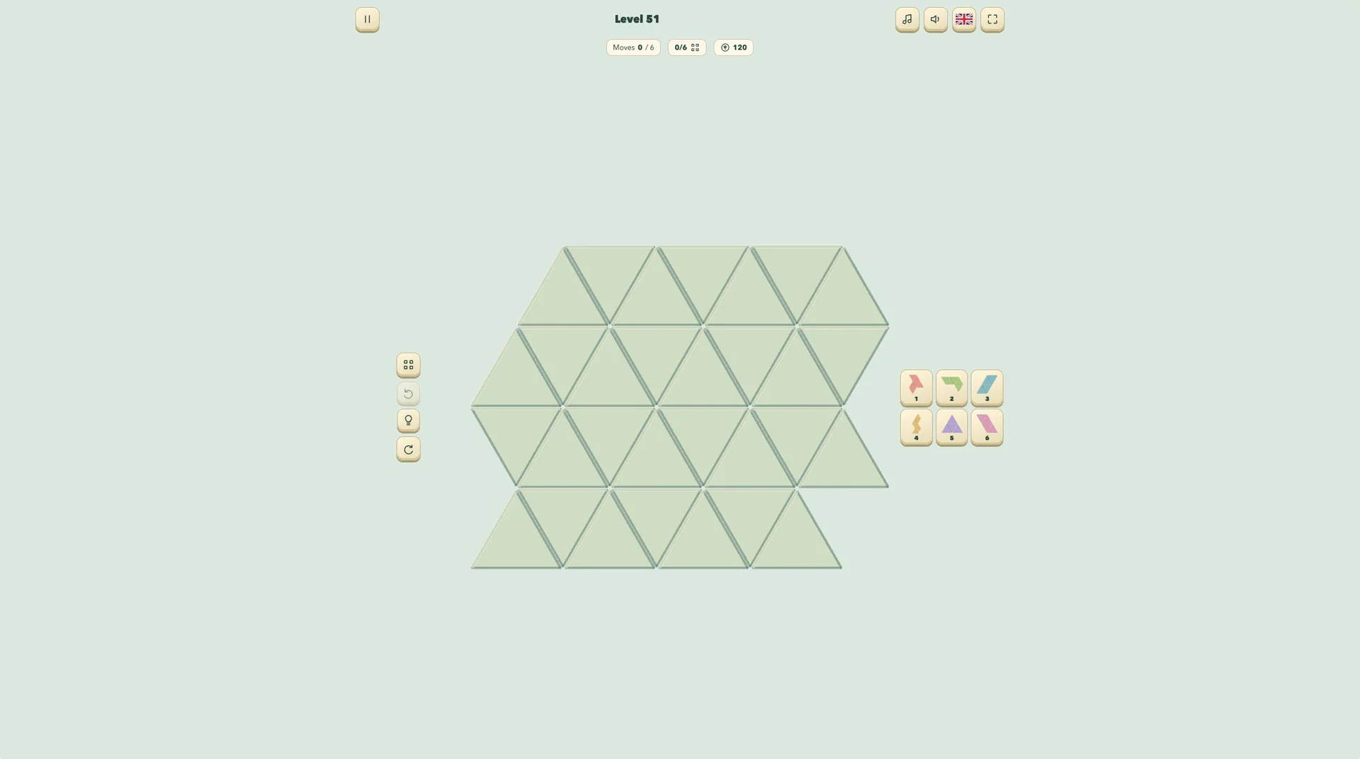 Level 51 — a triangular tile puzzle.
