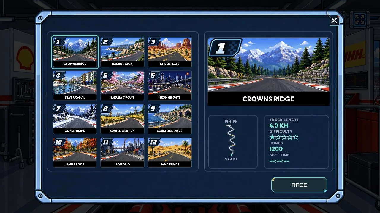 Choose from 12 tracks