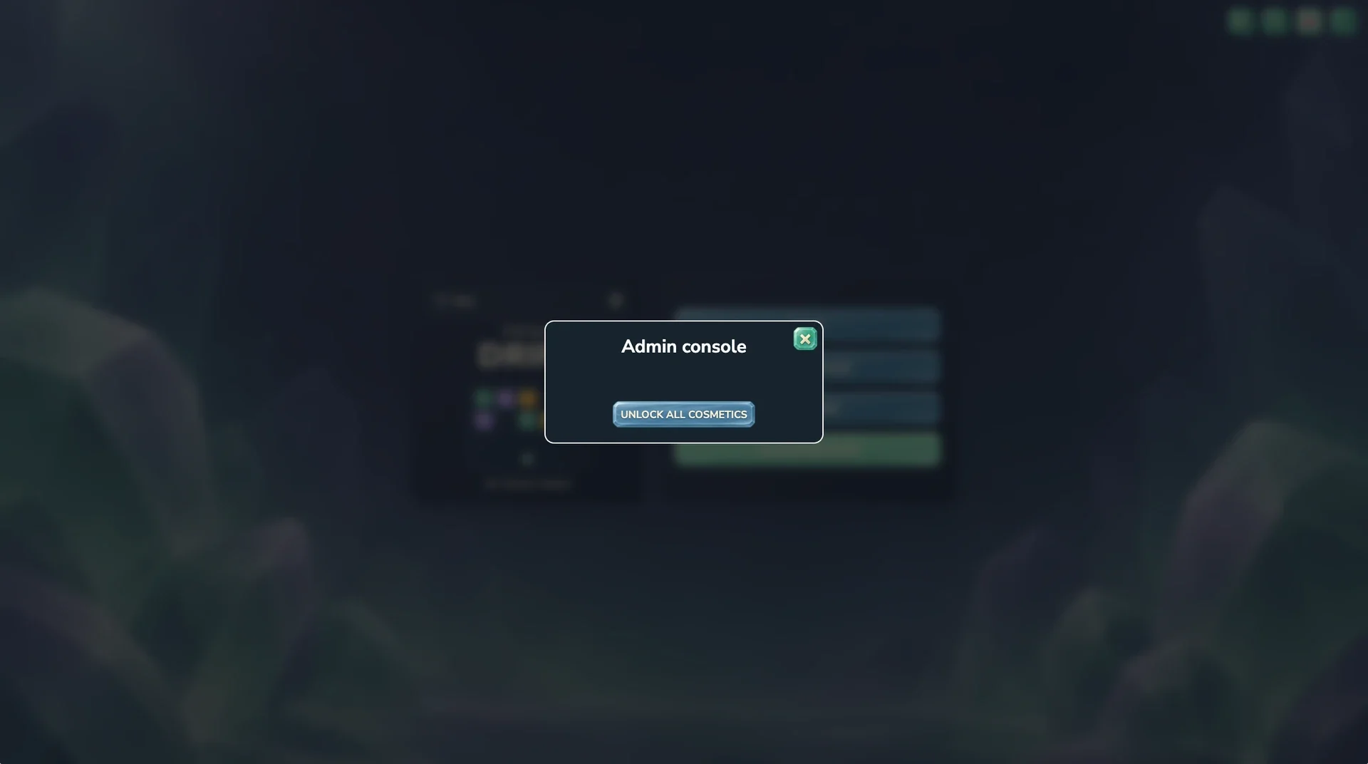 Admin console — adjust coins, progression and customisation