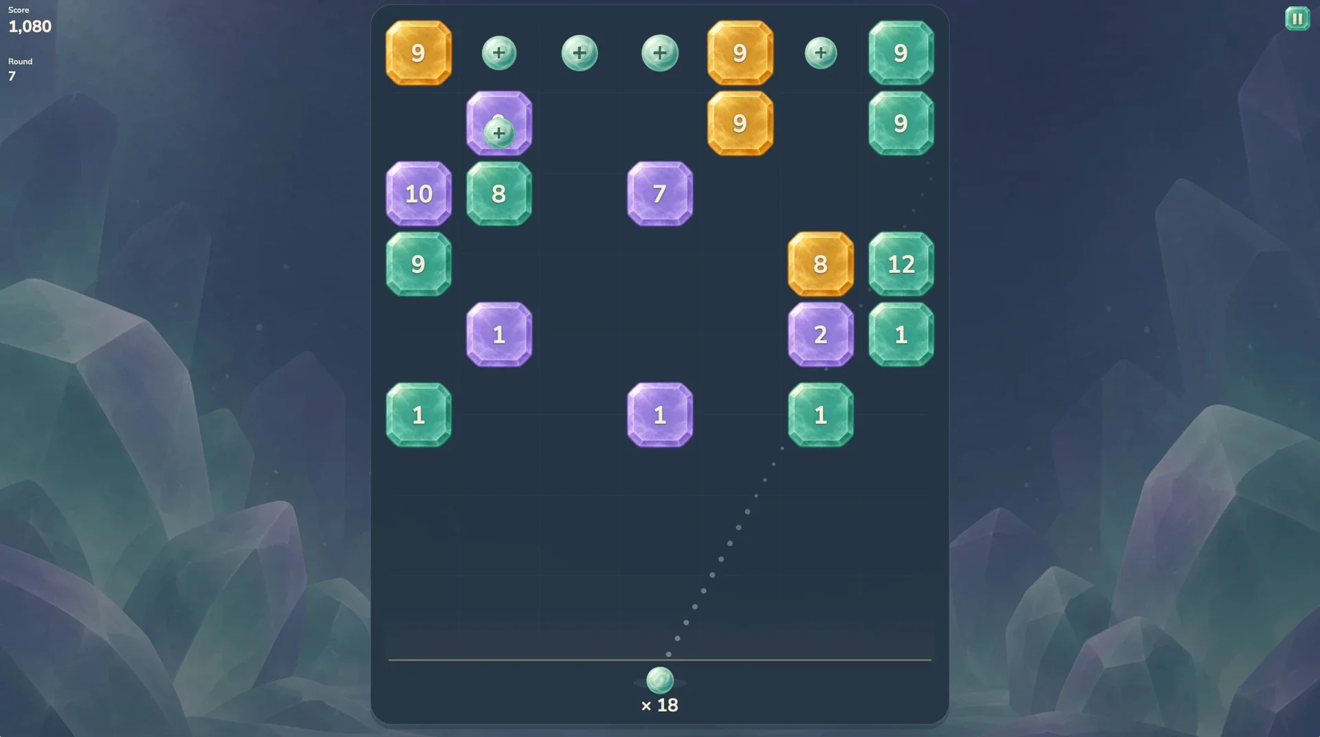 Round 7 — plan ricochets as more crystals descend