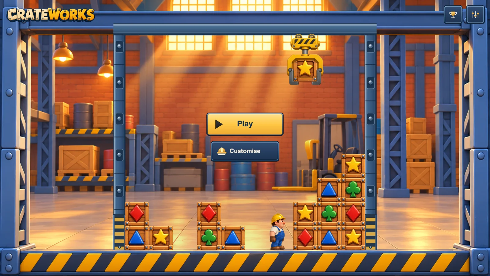 Actual main menu — landscape view