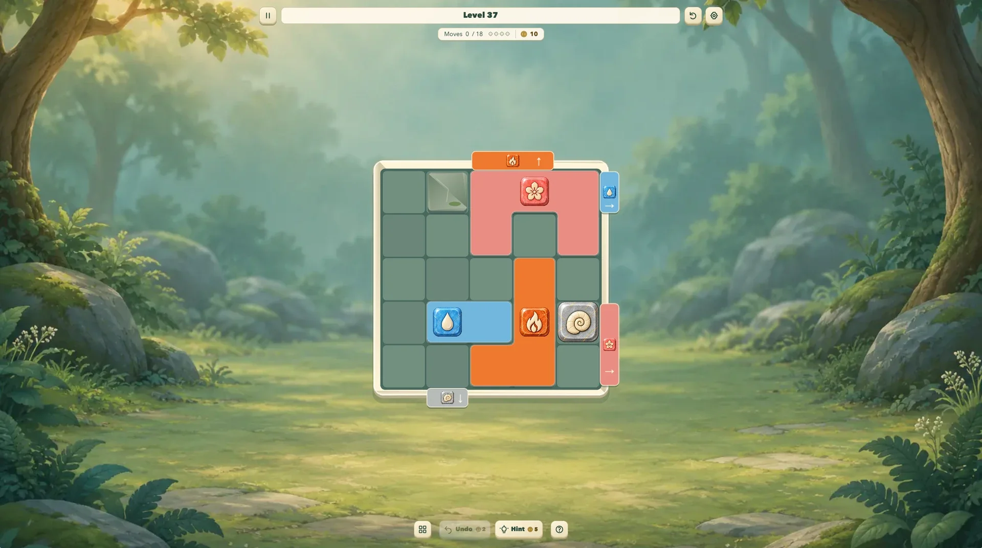 Level 37 — plan moves across an irregular board.