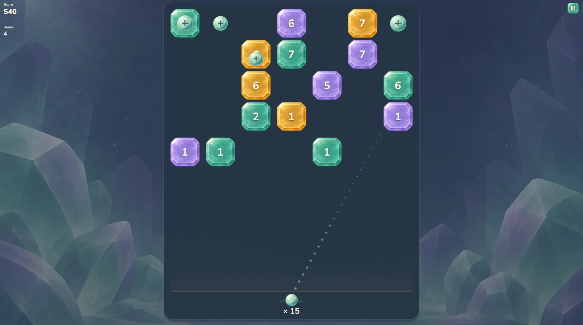 Round 4 — bounce pearls through the falling crystal field